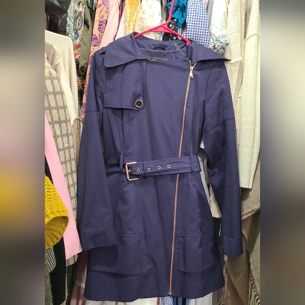 Guess Navy Blue Trench Coate